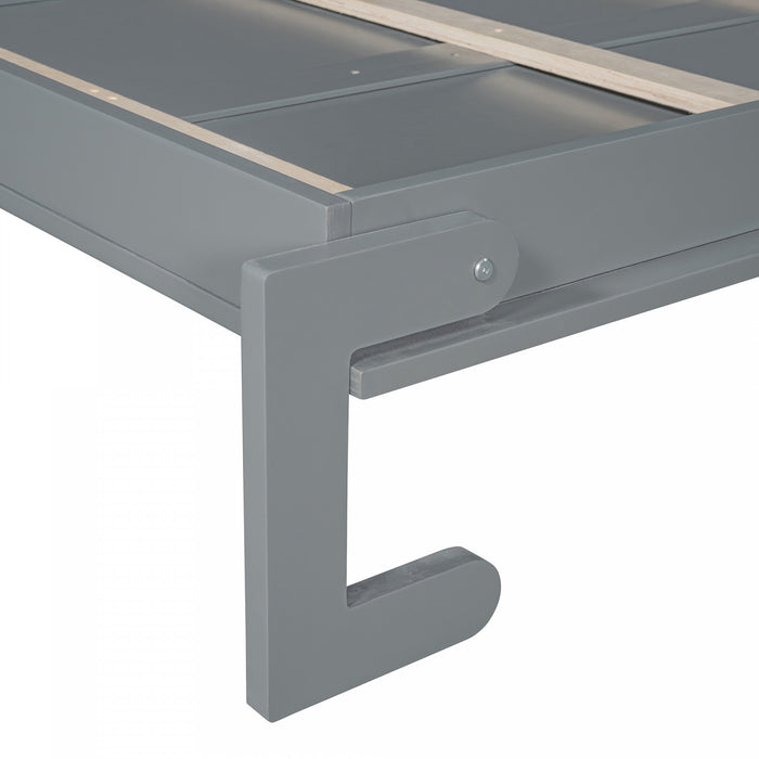 Lit Escamotable Joyce Format Queen Avec Tiroirs Et Etageres - Gris