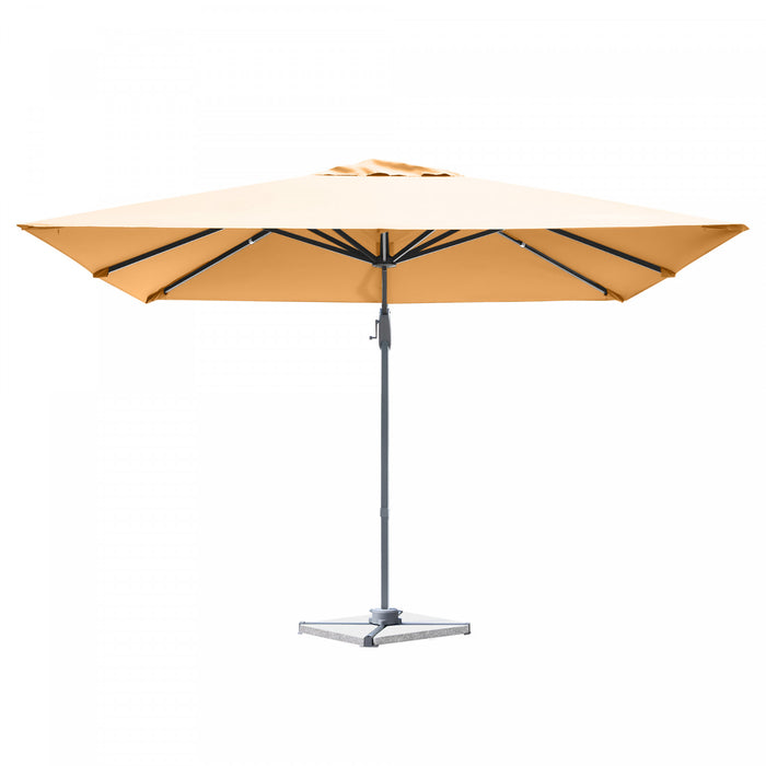 Costway Parasol cantilever 10x10 ft pour terrasse, aluminium, rotation 360°, inclinable, beige