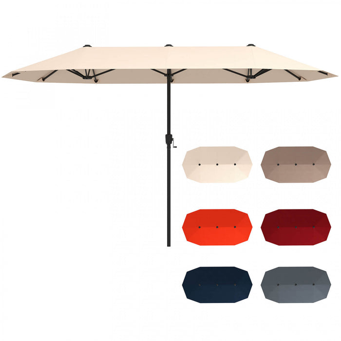 Costway Grand parasol de patio de 13 pieds, parasol de table double face pour jardin beige