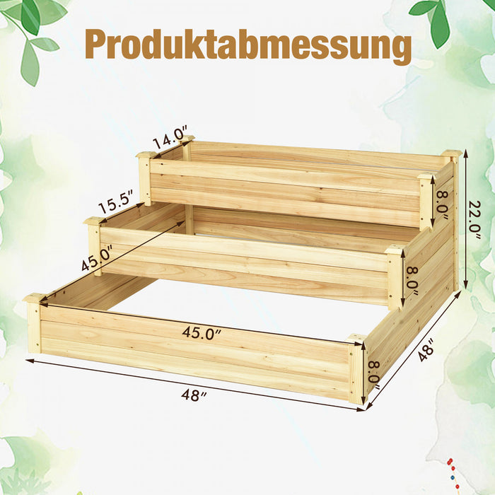 Jardin Surelevee A 3 Niveaux, 121 X 121 X 56 Cm Kit De Jardinieres De Culture De Fruits Et D'herbes Aromatiques Et De Fleurs, Jardiniere Surelevee A Plusieurs Niveaux En Plein Air, Jardiniere En Bois De Sapin Sans Fond Pour Jardin, Cour, Pelouse, Serre