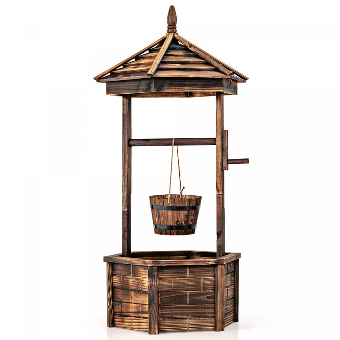Costway En Bois Souhaitant Bien Seau Hexagonal Plantes De Fleurs Planteur Patio Jardin Decor