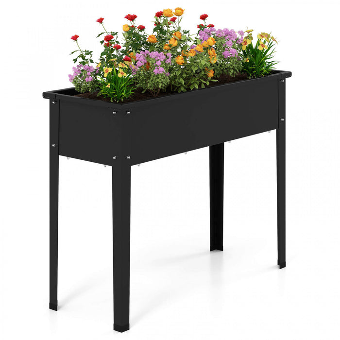 Costway A Souleve Le Lit De Jardin Eleve Boite De Planteur En Metal Avec Les Jambes Trous De Drainage Boite De Jardinage