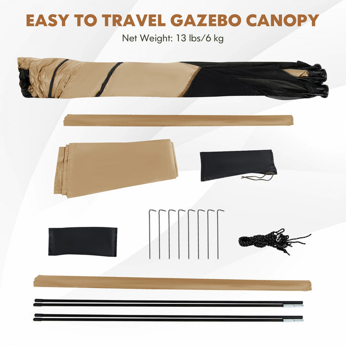 Costway 6.7 Ft X 6.7 Ft 4 Panneaux Pop Up Camping Gazebo Quick-set Avec 2 Torchons Parasols Cafe