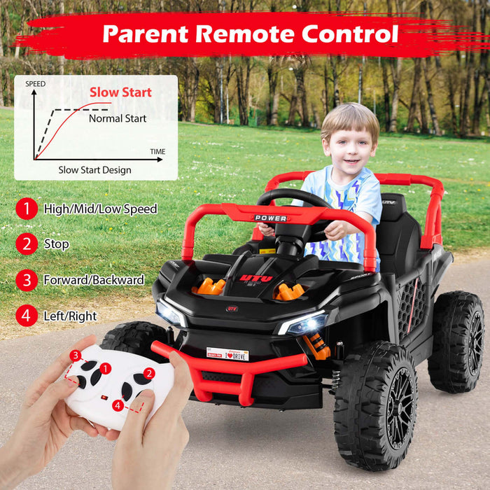 Costway 12v Kids Ride Sur Camion Avec Telecommande Parentale 3 Vitesses Et Fonction Avant Inverse Rouge