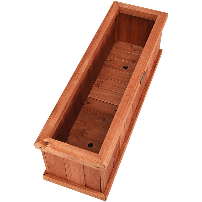Jardiniere Decorative Rectangulaire En Bois Naturel De 36 Pouces Pour Jardin, Cour, Fenetre