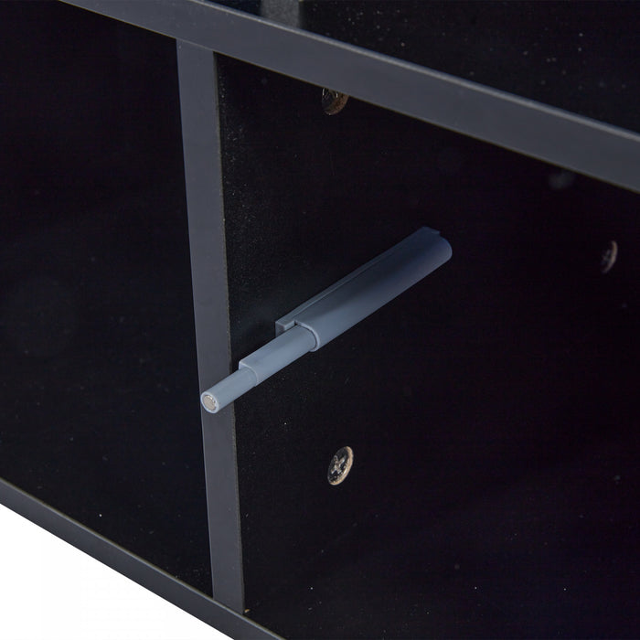 Lumina Table Basse Haute Brillance 39.3 po avec Lumieres LED, Port USB et Portes Transparentes, Noir