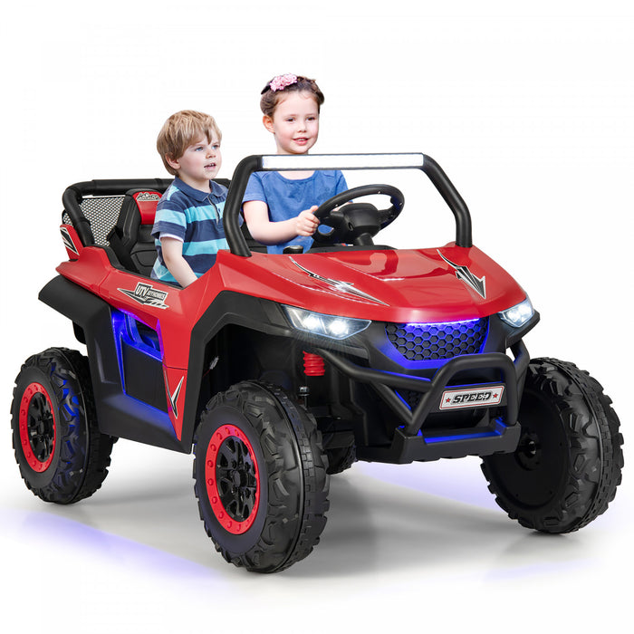Costway 12v 2 Places Enfants Roulent Sur La Suspension De Vehicule Electrique Utv Rc W / Lumieres Et Musique