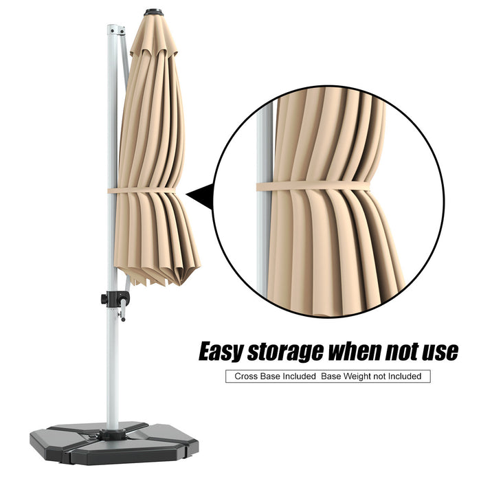 Costway Parasol deporte pour patio de 11 pieds, rotation a 360 degres, inclinaison en aluminium, beige