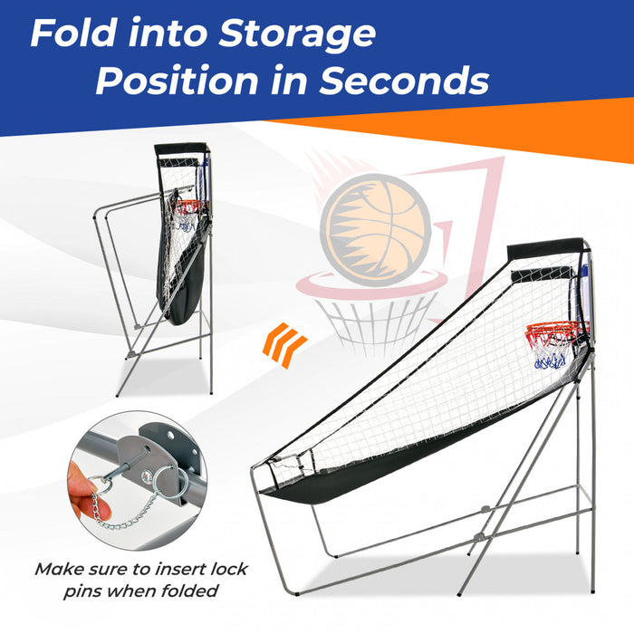Costway Double Shot Basketball Arcade Game Avec 8 Modes De Jeu Electronic Scoring Bleu