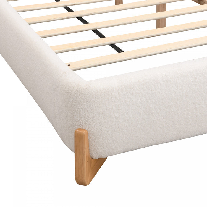Olivia Lit elegant et confortable avec revetement, Taille Queen, Blanc