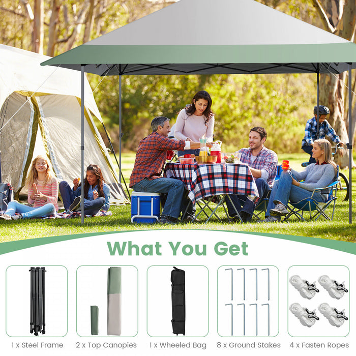 Tonnelle Pop-up 4x4 M Reglable En 3 Hauteurs Avec Sac A Roulettes, Gazebo Anti Uv Et Etanche Avec Cadre Robuste En Metal, Pavillon Instantane Pour Jardin, Patio, Arriere-cour