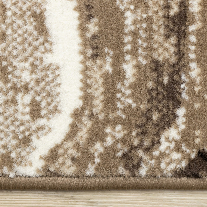 Carpette Forte brune et crème à motif de vagues apaisantes - 5 pi 3 po x 7 pi 5 po