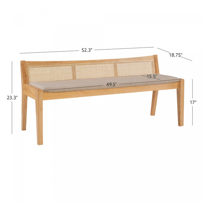 Banc Bauer en tissu et en cannage - naturel