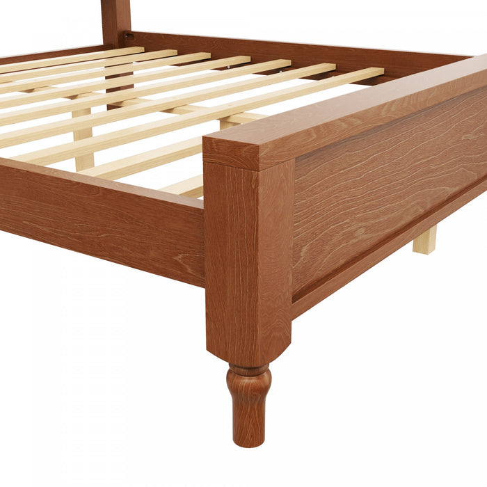 Lit plateforme Miles en bois format Queen avec tete de lit rembourree incurvee, brun