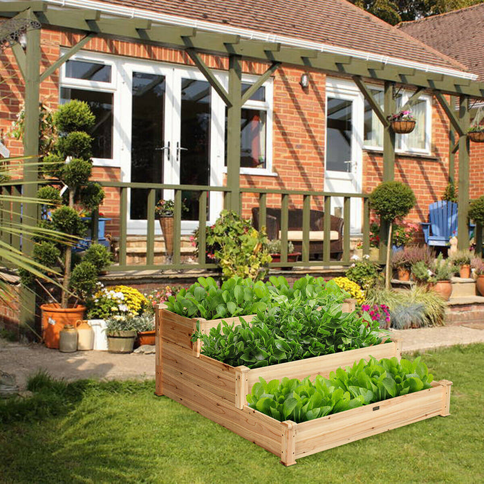 Costway – Potager Sureleve En Bois A 3 Etages Pour Jardinage Exterieur