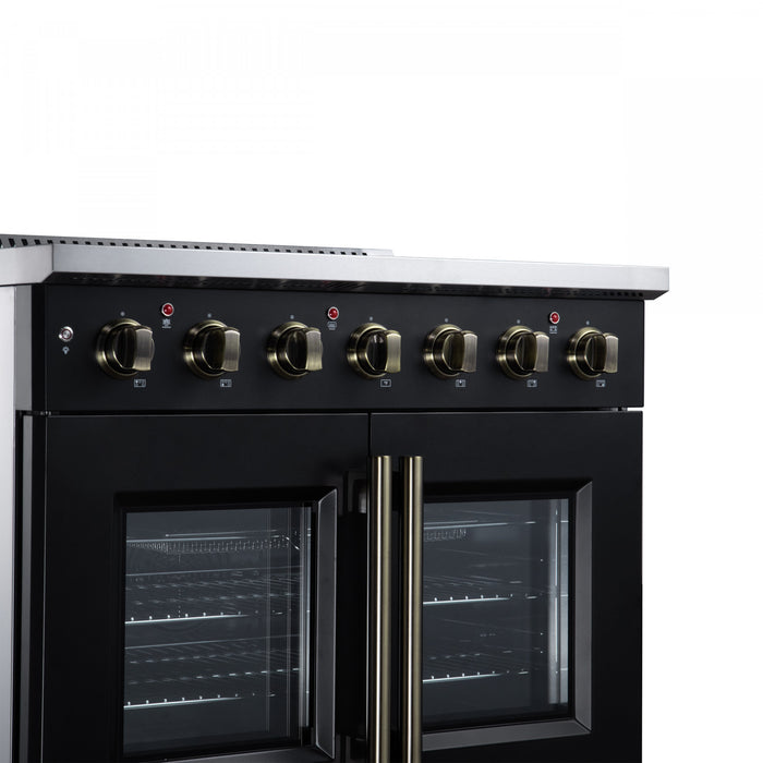 Cuisiniere electrique Galiano de 36 po a portes francaises, 5 foyers, 5,36 pi³, noir – FFSEL6917-36BLK