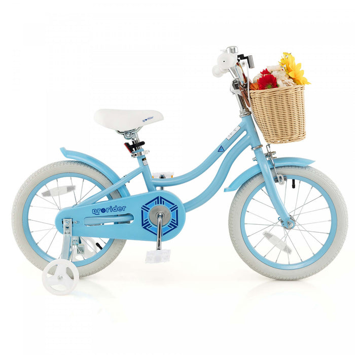 Prorider 16\" Velo Enfant Avec Roues D'entrainement Reglable Guidon Siege Frein A Main Bleu