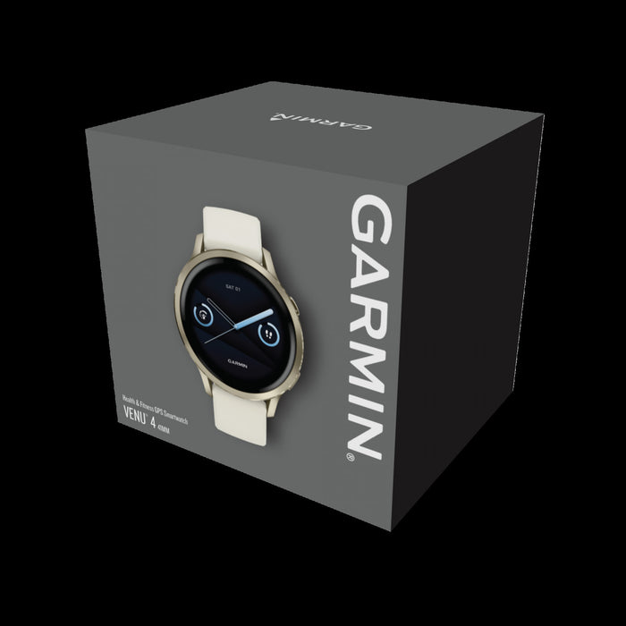 Montre de fitness Garmin Venu 4 41 mm Lunar Gold - Moniteur de sante, suivi GPS, coaching de sommeil, lecture de musique, appels vocaux, longue duree de vie de la batterie