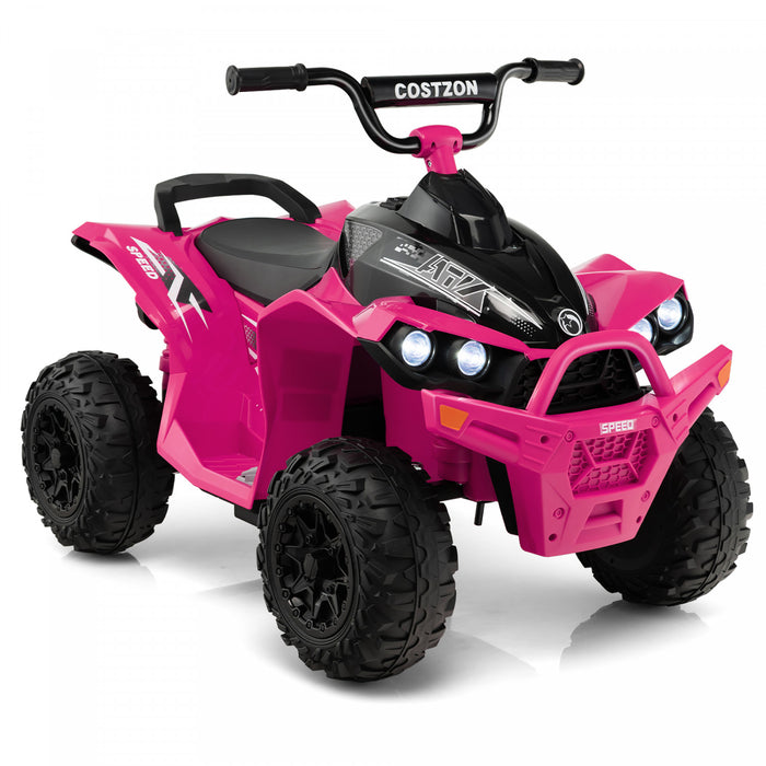 Costway 12v Batterie Alimentee Enfants Rouler Sur Atv Electrique 4 Roues Quad Car Avec Mp3 & Lumiere