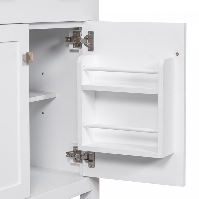 Meuble de salle de bain moderne Baker 30 pouces avec lavabo ceramique et rangement, blanc