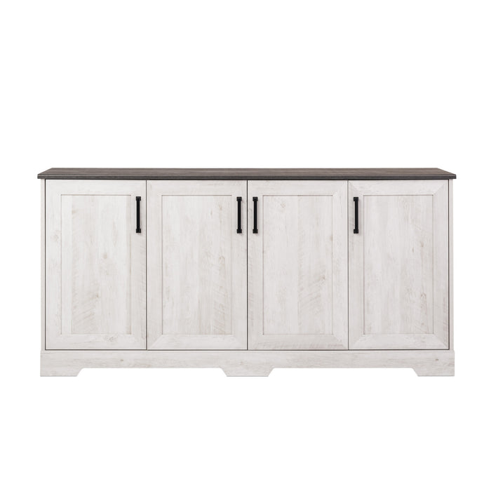 Console Rustic Ridge de Prepac à 4 portes - blanc délavé