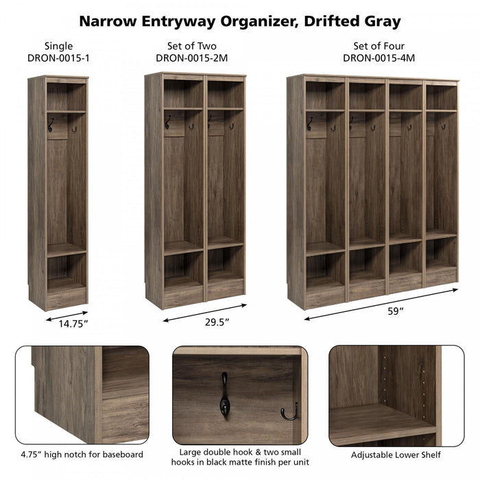 Meuble étroit pour organiser l’entrée - gris délavé