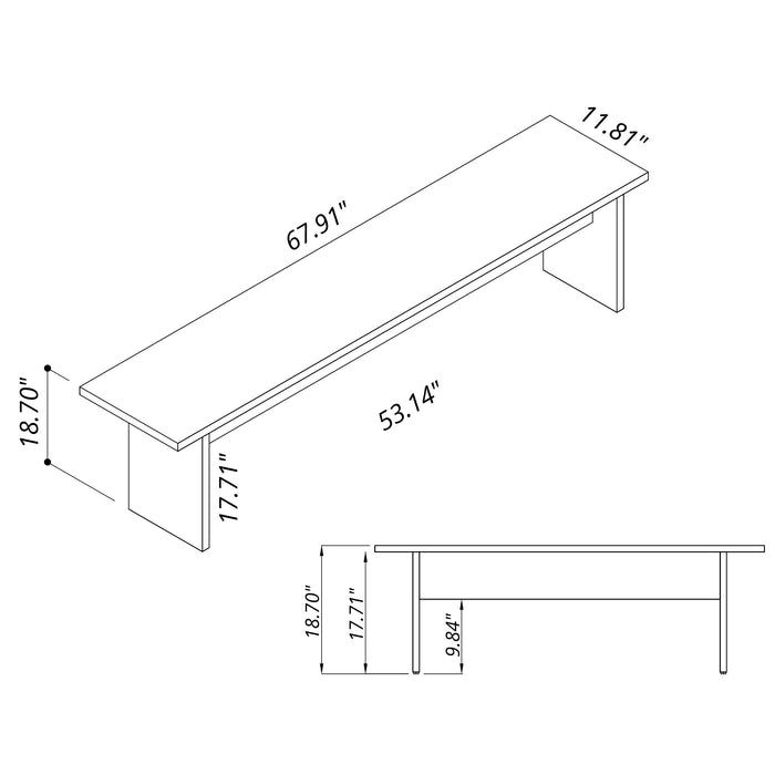 Banc moderne Nomad de Manhattan Comfort de 67,91 po pour la salle à manger - gris