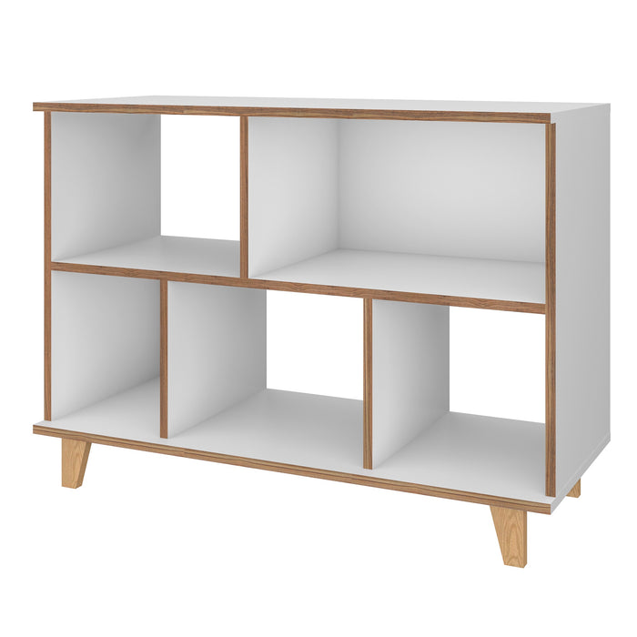 Bibliothèque basse Minetta de Manhattan Comfort de style milieu du 20e siècle avec 5 tablettes - blanche