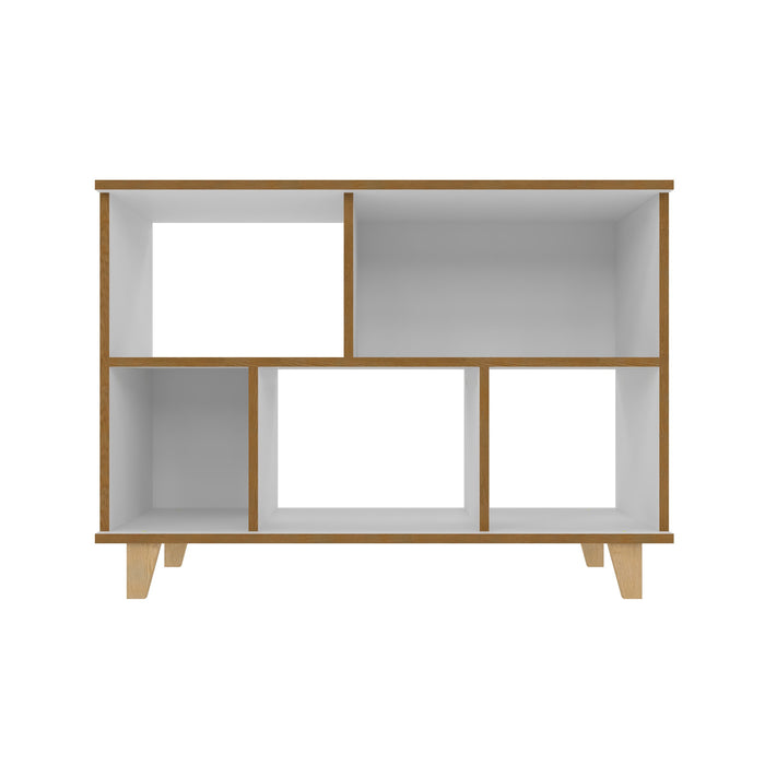 Bibliothèque basse Minetta de Manhattan Comfort de style milieu du 20e siècle avec 5 tablettes - blanche