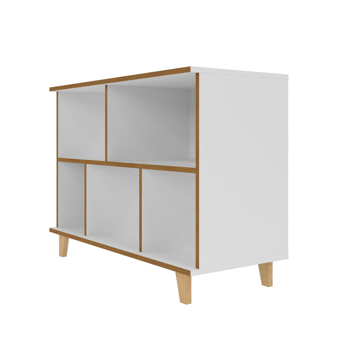 Bibliothèque basse Minetta de Manhattan Comfort de style milieu du 20e siècle avec 5 tablettes - blanche