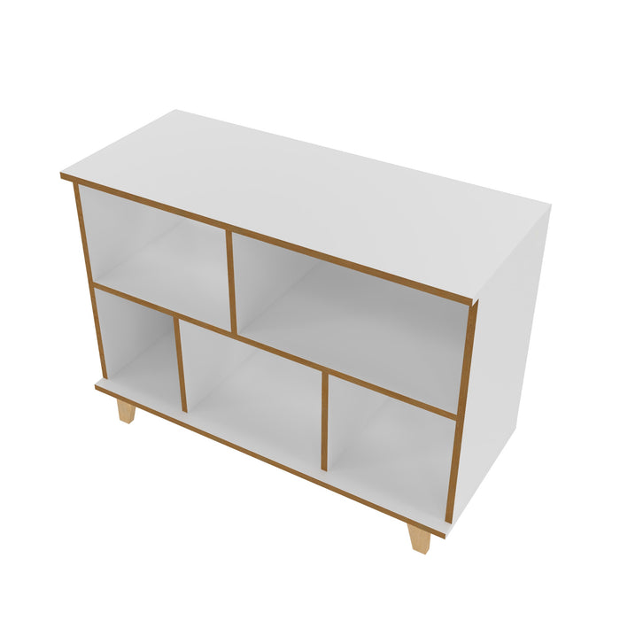 Bibliothèque basse Minetta de Manhattan Comfort de style milieu du 20e siècle avec 5 tablettes - blanche