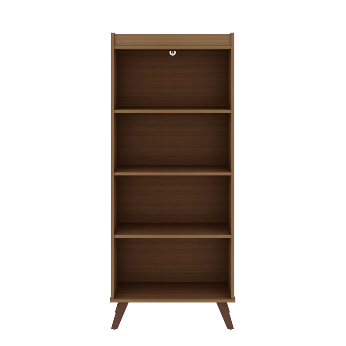 Bibliothèque Hampton de Manhattan Comfort à 4 étages avec pattes en bois massif - crème d'érable