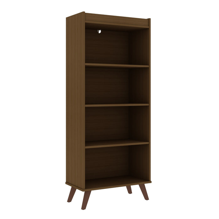 Bibliothèque Hampton de Manhattan Comfort à 4 étages avec pattes en bois massif - crème d'érable