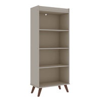 Bibliothèque Hampton de Manhattan Comfort à 4 étages avec pattes en bois massif - blanc cassé