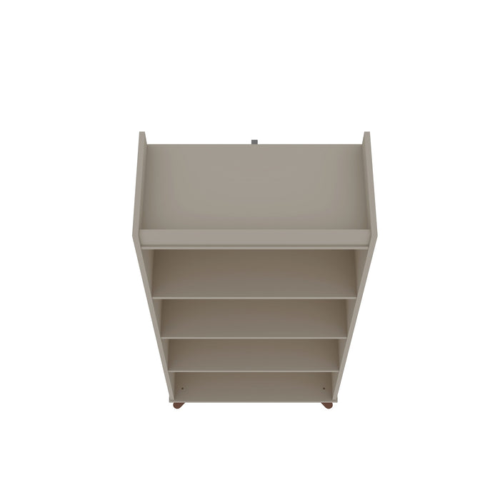 Bibliothèque Hampton de Manhattan Comfort à 4 étages avec pattes en bois massif - blanc cassé