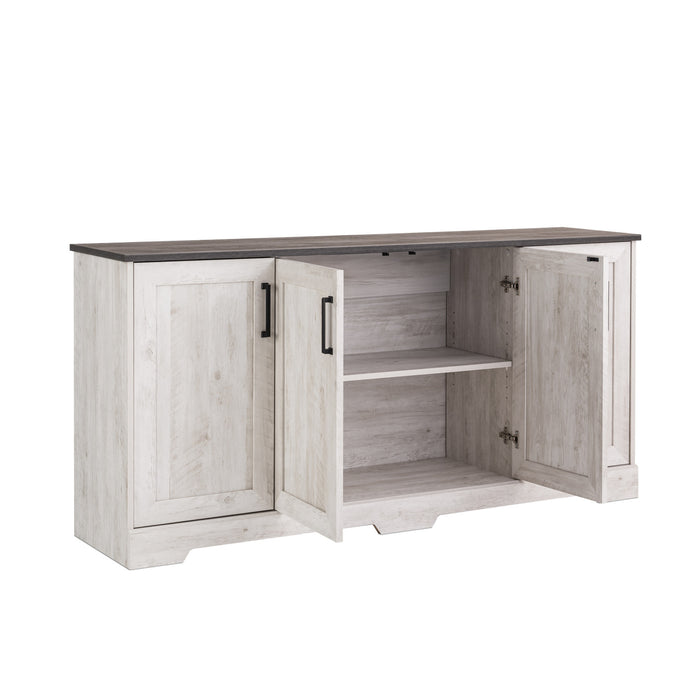 Console Rustic Ridge de Prepac à 4 portes - blanc délavé
