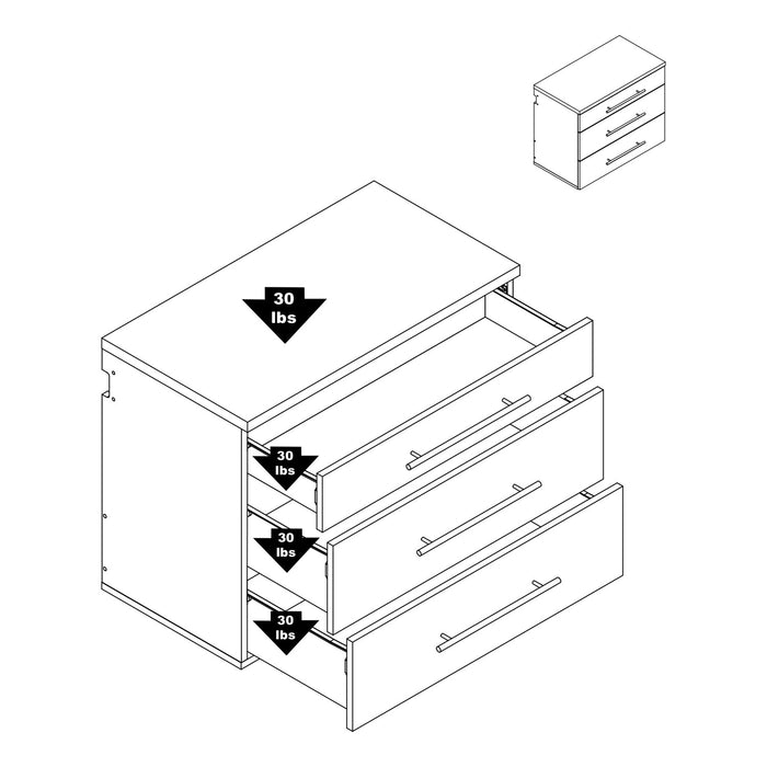 Armoire de plancher HangUps à 3 tiroirs avec rangement - noire