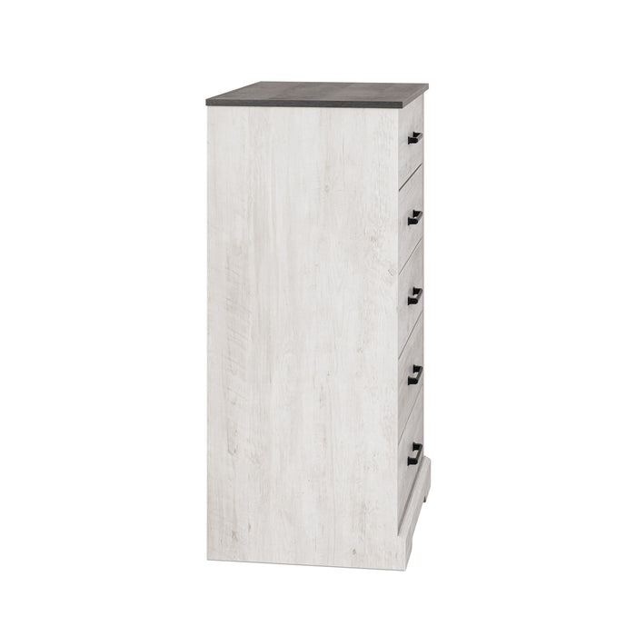 Commode verticale Rustic Ridge de Prepac de 27,5 po à 5 tiroirs - blanc délavé
