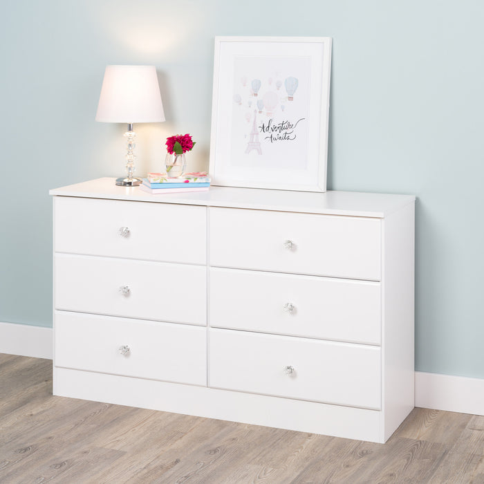 Commode Astrid à 6 tiroirs pour enfants - blanche