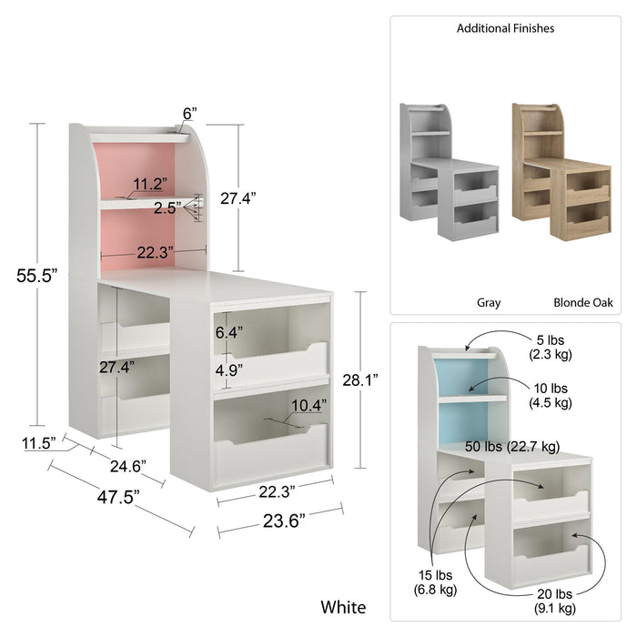 Bureau de bricolage Tyler d’Ameriwood Home pour enfants - gris tourterelle