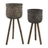 Cache-pot en bambou sur support - ensemble de 2