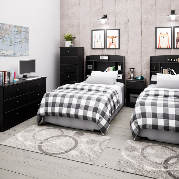 Commode verticale haute Astrid à 6 tiroirs - noire