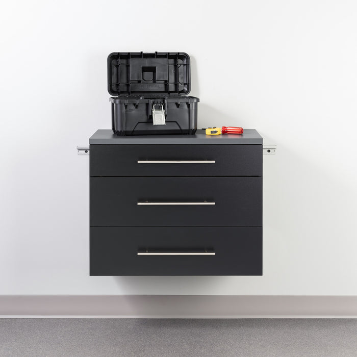 Armoire de plancher HangUps à 3 tiroirs avec rangement - noire