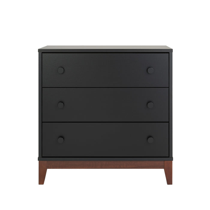 Table de nuit Nordik de Prepac à 3 tiroirs - noire et cerisier