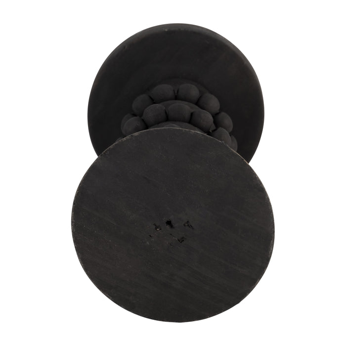 Bougeoir antique de 13 po en bois - noir
