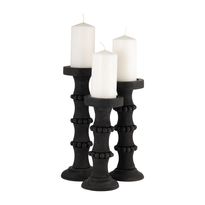 Bougeoir antique de 13 po en bois - noir