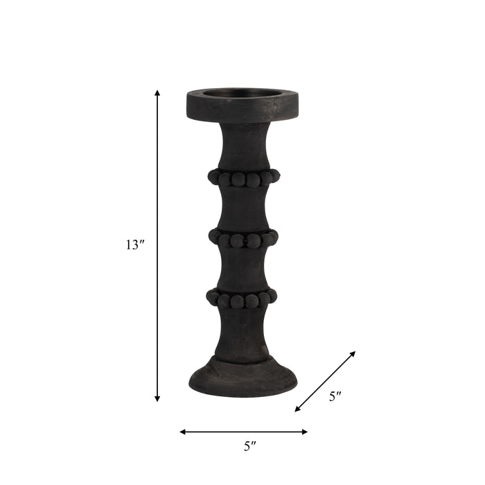Bougeoir antique de 13 po en bois - noir