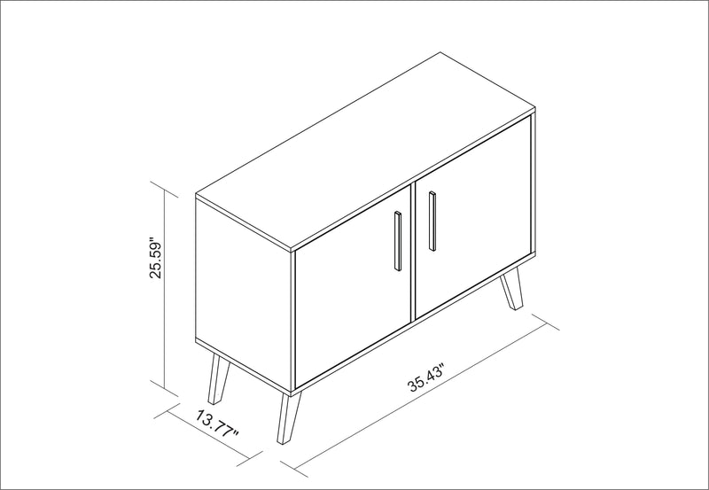Armoire décorative Amsterdam de Manhattan Comfort de style moderne du milieu du 20e siècle avec 3 tablettes - blanche
