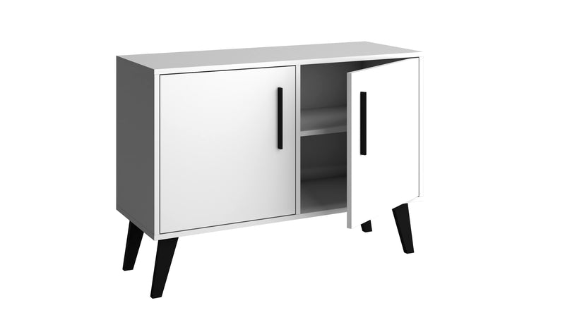Armoire décorative Amsterdam de Manhattan Comfort de style moderne du milieu du 20e siècle avec 3 tablettes - blanche
