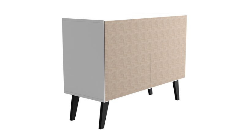 Armoire décorative Amsterdam de Manhattan Comfort de style moderne du milieu du 20e siècle avec 3 tablettes - blanche